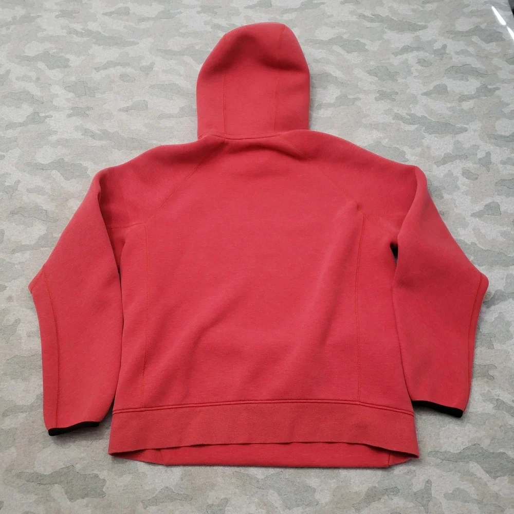 Nike Hoodie Women Large Red Tech Fleece Pullover Athletic Athleisure Gym Fitness